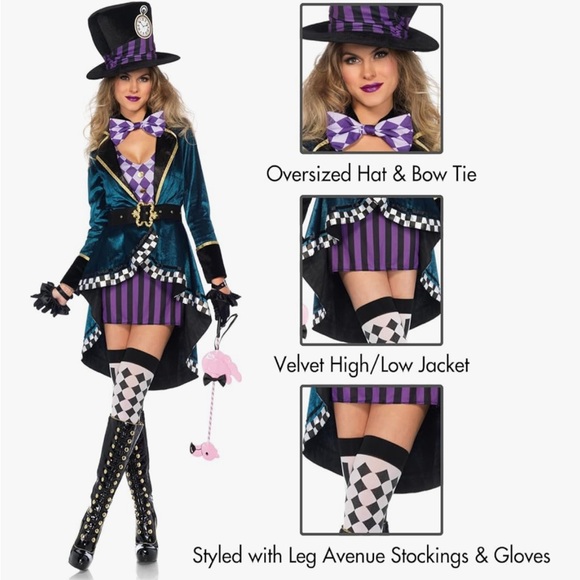 Leg Avenue Teal and Purple Mad Hatter Costume - Picture 3 of 3